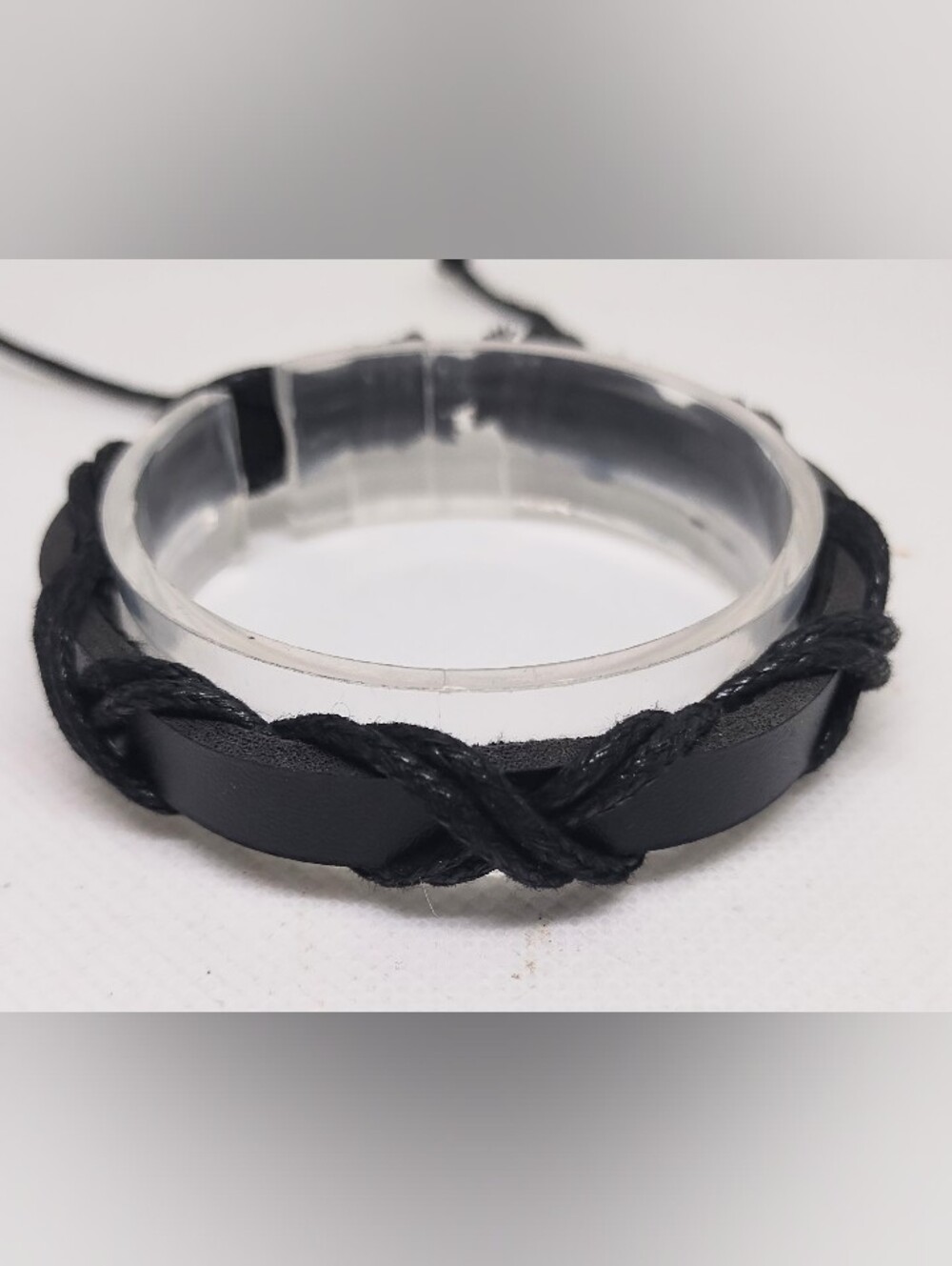 Men's Bracelet Leather Braided Black New Jewelry G19